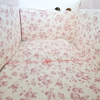 Бортик у ліжечко NL Baby з м’якою частиною, 4-сторонній, біло-рожевий (822/28062) - Pampik - 3