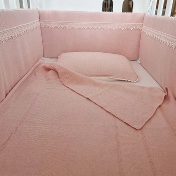 Бортик в кроватку NL Baby, 4-сторонний и декоративная подушка, 40х30 см, розовый (873+929/33259) - Pampik - 4