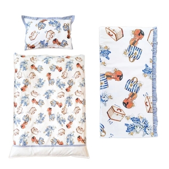 Набір NL Baby Monnalisa: комплект постільної білизни, 135х100 см + бортик у ліжечко, 180х30 см, біло-синій (841/28430) - Pampik