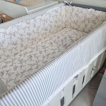 Бортик у ліжечко NL Baby з м’якою частиною, 4-сторонній, біло-сірий (824/27653) - Pampik - 3