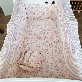 Бортик у ліжечко NL Baby з м’якою частиною, 4-сторонній, біло-рожевий (822/27393) - Pampik - 6