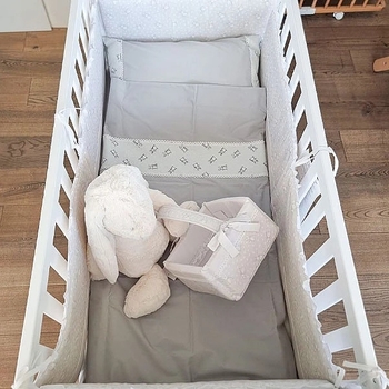 Бортик в кроватку NL Baby, 4-сторонний, бело-серый (874+875/033296) - Pampik - 5