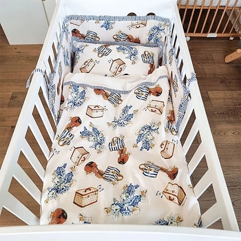 Набір NL Baby Monnalisa: комплект постільної білизни, 135х100 см + бортик у ліжечко, 180х30 см, біло-синій (841/28430) - Pampik - 8