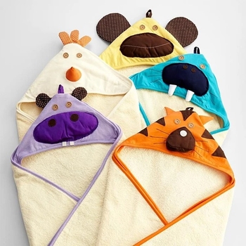 Рушник з куточком 3 Sprouts Тигр, 76х76 см, бежевий з помаранчевим (ITWTIG/30518) - Pampik - 3