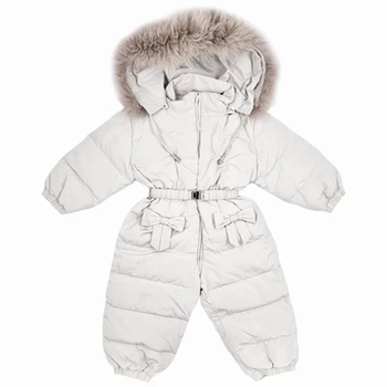 Комбинезон NL Baby, пуховый, с мехом, 9 месяцев, перламутровый (552/36630) - Pampik