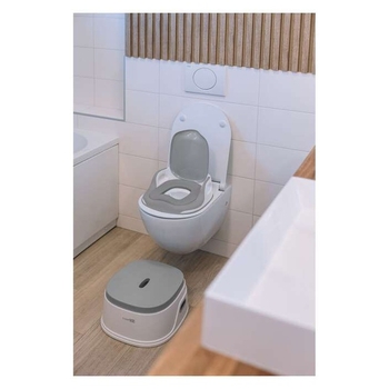 Набор для приучения к горшку FreeON Training Potty 3 в 1: горшок, накладка на унитаз и ступенька-подставка, белый с серым (85772) - Pampik - 10