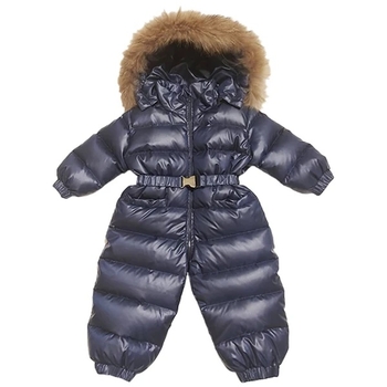 Комбинезон NL Baby, пуховый, с мехом, 12 месяцев, синий (551/36067) - Pampik