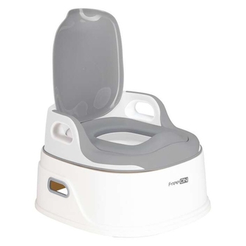 Набор для приучения к горшку FreeON Training Potty 3 в 1: горшок, накладка на унитаз и ступенька-подставка, белый с серым (85772) - Pampik - 5