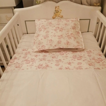 Комплект постільної білизни NL Baby, 100х80 см, біло-рожевий (828+842/34223) - Pampik - 4