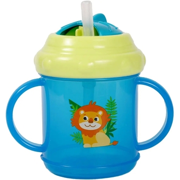 Поильник-непроливайка Курносики, с силиконовой трубочкой, с ручками, от 9 мес., 200 мл, голубой (7026 гол) - Pampik