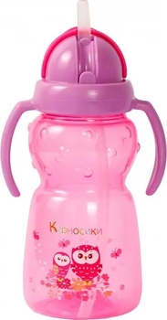 Поїльник-непроливайка Курносики, із силіконовою трубочкою, з ручками, від 9 міс., 300 мл, рожевий (7024 рож) - Pampik
