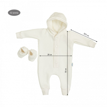 Ромпер Twins White, трикотажний, утеплений, р.62, білий (2022-PTУ-01) - Pampik - 2