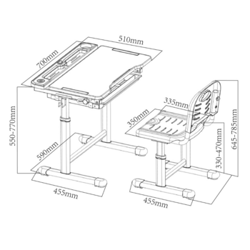 Комплект дитячих меблів Cubby парта та стілець трансформери Vanda Pink - Pampik - 17