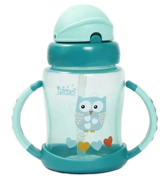 Поильник-непроливайка Lindo Premium, с силиконовой соломинкой, 6+ мес., 210 мл, бирюзовый (А 40 зел) - Pampik