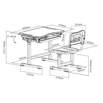 Комплект детской мебели FunDesk парта и стул трансформеры Piccolino III Grey-w - Pampik - 9