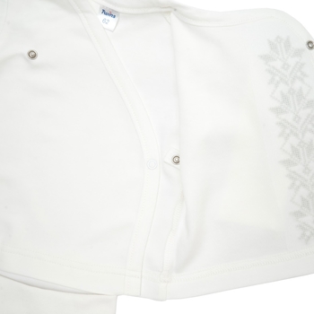 Хрестильний набір для хлопчика Twins з світло-сірою вишивкою, р.62, світло-бежевий (TCB62E-101) - Pampik - 3