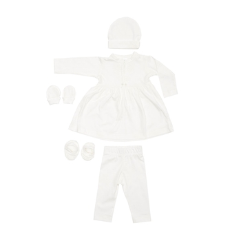 Хрестильний набір для дівчинки Twins з блоюою вишивкою, р.68, світло-бежевий (TCG68E-01) - Pampik