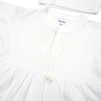 Хрестильний набір для дівчинки Twins з блоюою вишивкою, р.62, світло-бежевий (TCG62E-01) - Pampik - 2