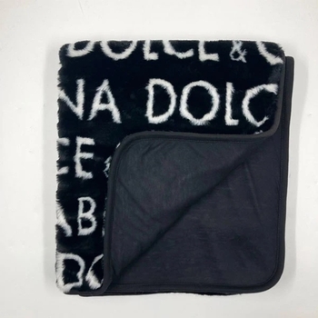 Плед NL Baby Dolce Gabbana, хутряний, 90х77 см, чорний-білий (25544) - Pampik - 2