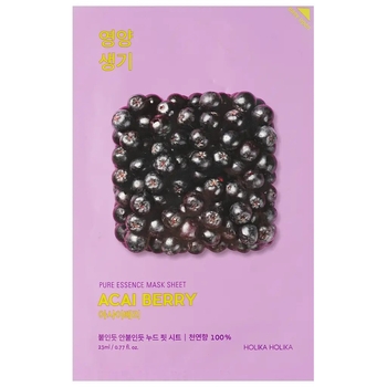 Тканинна маска Holika Holika Pure Essence Mask Sheet Acai Berry Ягоди асаї, 23 мл - Pampik