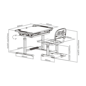 Комплект дитячих меблів FunDesk парта + стілець трансформери Littonia Grey - Pampik - 12