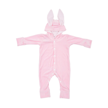 Ромпер Twins Rabbit, велюр, р.62, рожевий (W-111-TBR-6208) - Pampik