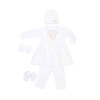 Крестильный набор для девочки Twins с розовой вышивкой, р.56, белый (TCG56W-24) - Pampik