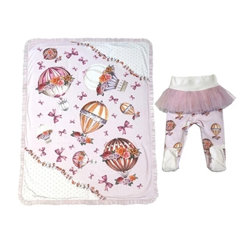 Набір NL Baby Monnalisa: плед двосторонній, 85х65 см та повзунки, р.56, рожевий (31791) - Pampik