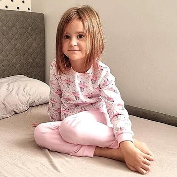 Піжама NL Baby з довгими рукавами, бавовняна, утеплена, 5 років, біло-рожевий (00530/37876) - Pampik - 7
