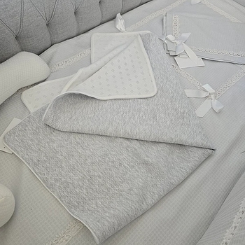 Плед NL Baby, двусторонний, хлопковый, 85х85 см, серый с белым (049/31835) - Pampik - 3