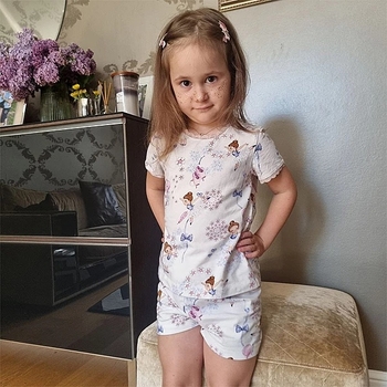 Піжама NL Baby Monnalisa з короткими рукавами та шортами, бавовняна, 5 років, різнокольоровий (064/37641) - Pampik - 4