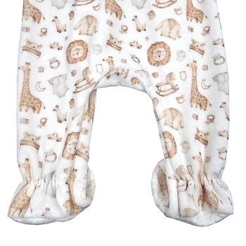 Чоловічок NL Baby на блискавці, велюр, 1 міс., біло-бежевий (011/38119) - Pampik - 4