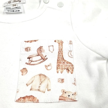 Піжама NL Baby з короткими рукавами та шортами, бавовняна, 3-6 міс., білий (012/38409) - Pampik - 4