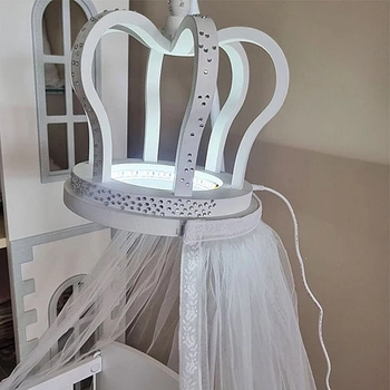 Набор NL Baby: подвесной держатель для балдахина Корона и балдахин, белый (0000/31703) - Pampik - 6