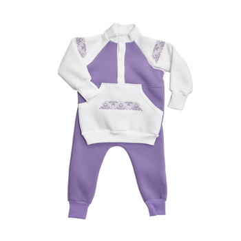 Костюм Twins з вишивкою, трикотажний, утеплений, р.80, фіолетовий (W-122-КТУ-80-11) - Pampik