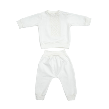 Костюм святковий Twins, з вишивкою, інтерлок, р.74, світло-бежевий (W-124-TCW74-202) - Pampik