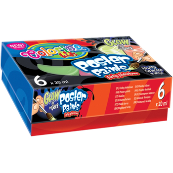 Гуаш Colorino Poster paints, світиться в темряві, 6 кольорів (42635PTR) - Pampik