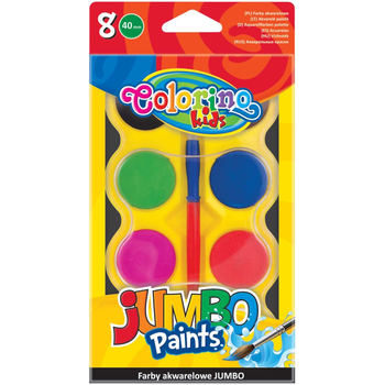 Фарби акварельні Colorino Jumbo, з пензликом, 8 кольорів (32612PTR) - Pampik