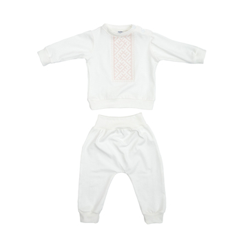 Костюм святковий Twins, з вишивкою, інтерлок, р.74, рожевий (W-124-TCW74-08) - Pampik