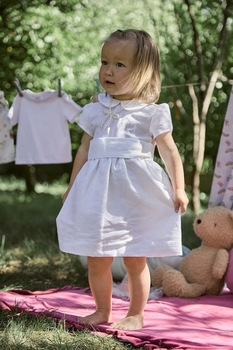 Сукня святкова Twins Belle, льон, р.86, білий (W-210-TBL86-01) - Pampik - 4