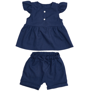 Комплект для девочки Twins Linen, лен, р.62, темно-синий (W-101-HTL62-09) - Pampik