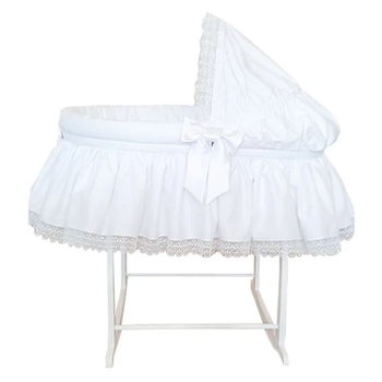 Люлька-переноска NL Baby з капором та матрацом, на підставці, 85х50х82 см, білий (859/35100) - Pampik