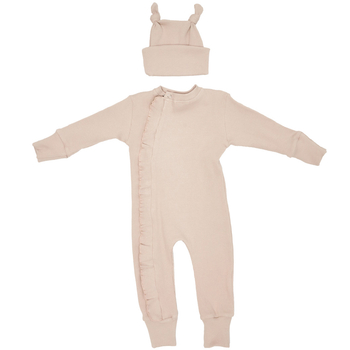 Чоловічок та шапочка для дівчинки Twins Ego Baby Girl, інтерлок, р.62, бежевий (W-192-TEBG62-02) - Pampik