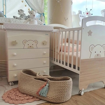 Люлька-переноска NL Baby, плетена, з матрацом, 80х40х28 см, бежевий (0000/33257) - Pampik - 2