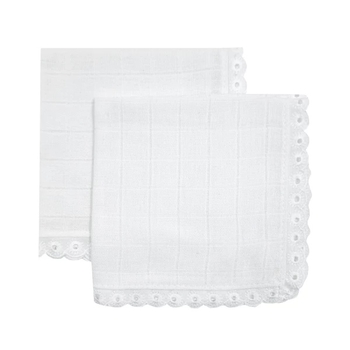 Носові хусточки дитячі NL Baby, 25х25 см, 2 шт., білий (0000/27814) - Pampik