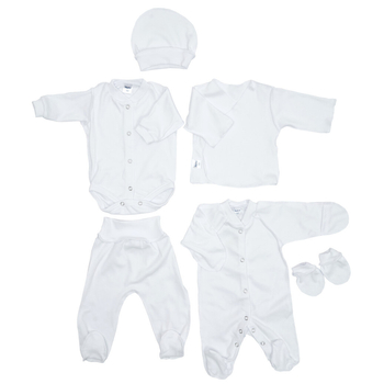 Комплект дитячого одягу в пологовий Twins, інтерлок, р.52, білий (W-191-TP6-5201) - Pampik