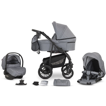 Универсальная коляска 3 в 1 Verdi Sonic Comfort 9023-VC-01 gray fabric - Pampik - 2