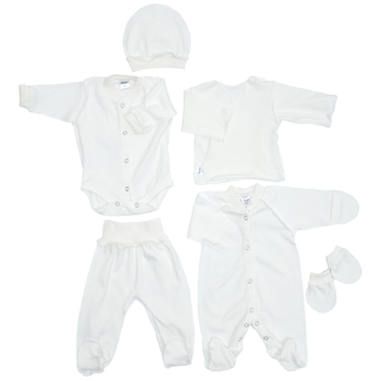 Комплект дитячого одягу в пологовий Twins, інтерлок, р.52, молочний (W-191-TP6-52202) - Pampik