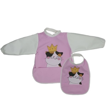 Накидка та слинявчик NL Baby з м'яким коміром, водонепроникні, рожевий (0000/37304) - Pampik