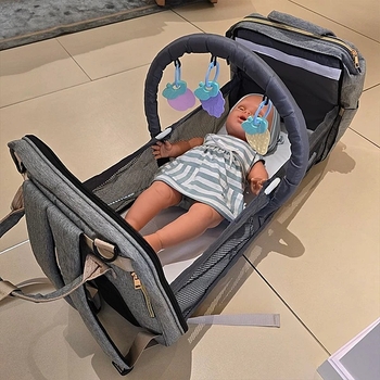 Рюкзак-кроватка портативная NL Baby, серый (0000/38450) - Pampik - 17